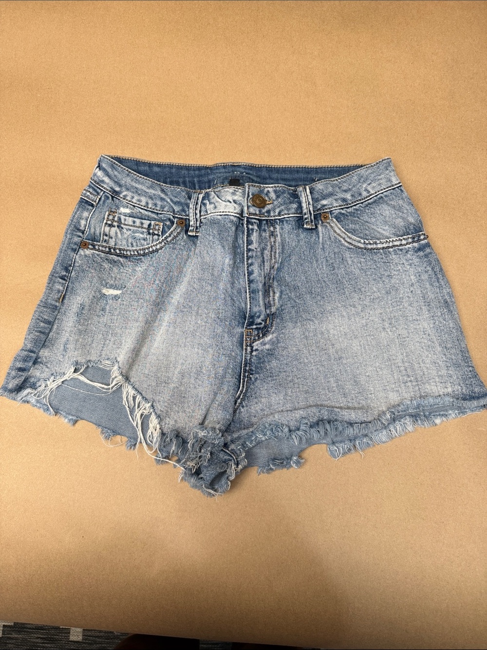 Rewash Light Wash Distressed Frayed Denim Shorts